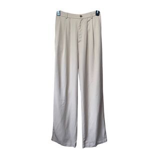 Elegant Cream Women's Wide-Leg Pants